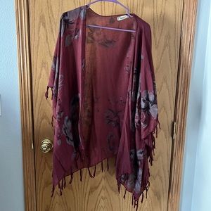 Maroon floral shawl
